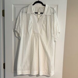 Anthropologie White Textured Midi Dress